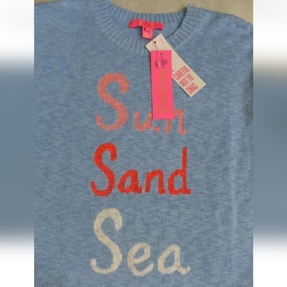 NWT Lilly Pulitzer Pippy Sweater Blue Peri Sun Sand Sea Intarsia SIZE SMALL - Picture 7 of 15